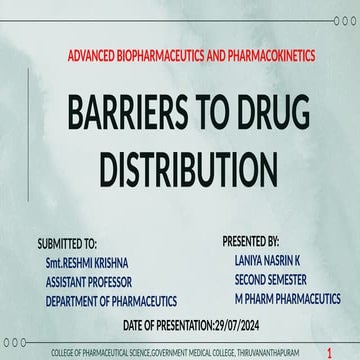 BARRIERS TO DRUG DISTRIBUTION.BIOPHARMACEUTICSpptx