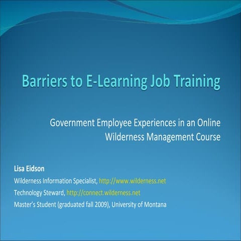 Barriers To E-Learning Job Training Presentation (no sound)