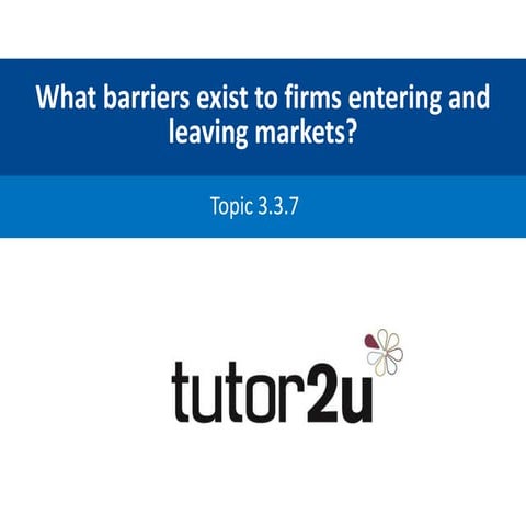 Barriers to Entry in Markets