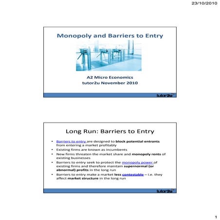 Barriers to Entry & Monopoly