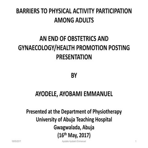 Barriers to physical activity participation among adults