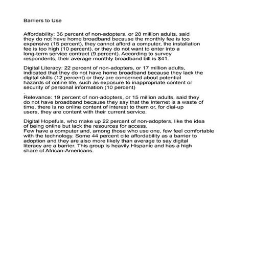 Barriers to use of the Internet | PDF