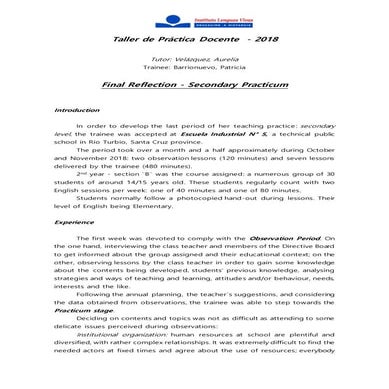 Barrionuevo  tpd 2018 - final reflection secondary (1)