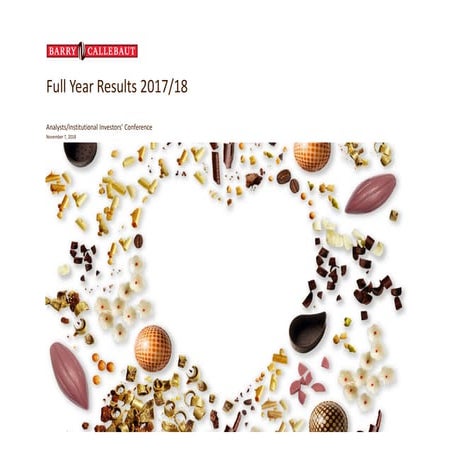 Barry Callebaut Group - Annual Results for the fiscal year 2017/18