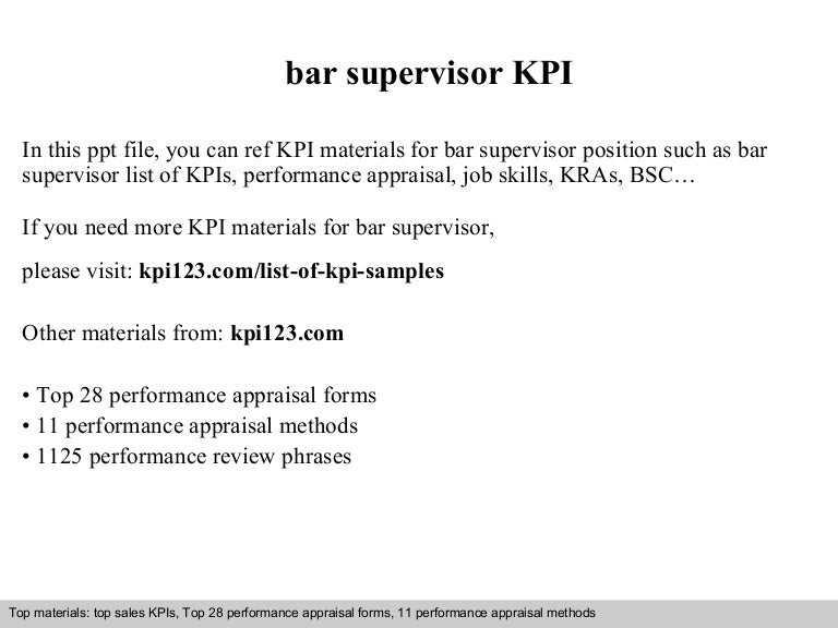 Bar supervisor kpi