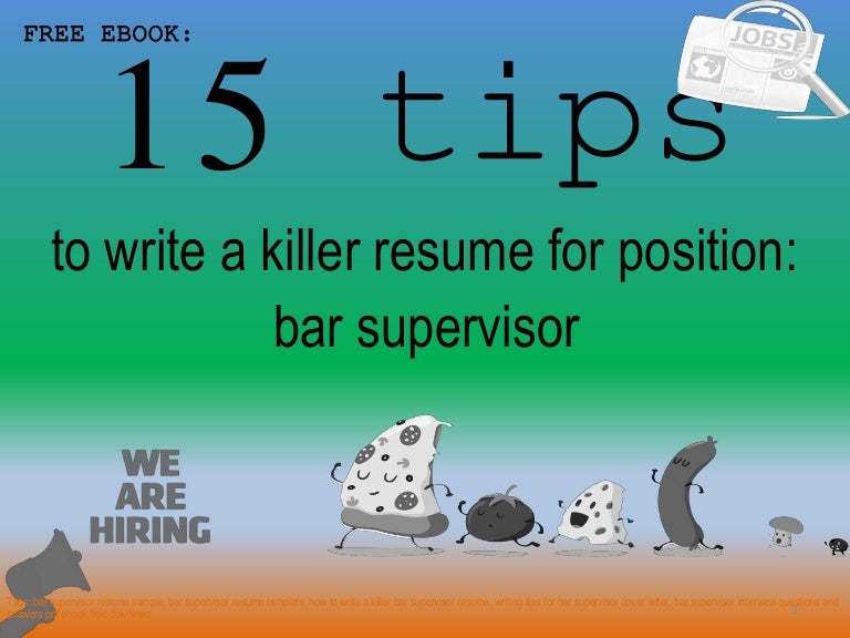 bar supervisor resume sample pdf ebook bar supervisor cv template