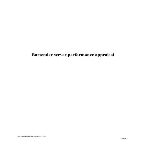 Bartender server performance appraisal