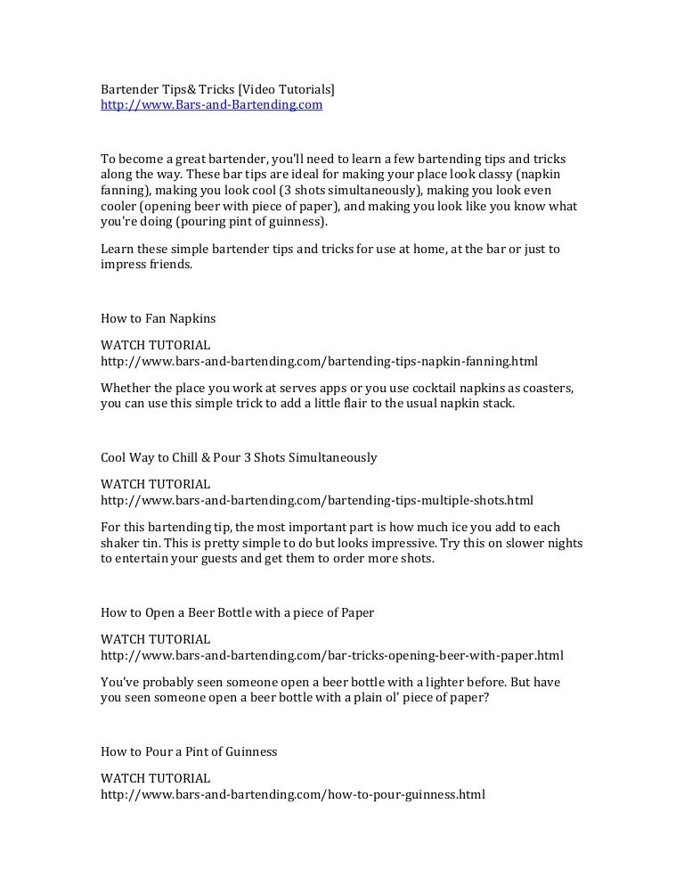 Bartender Tips Tips And Tricks To Make You A Better Bartender