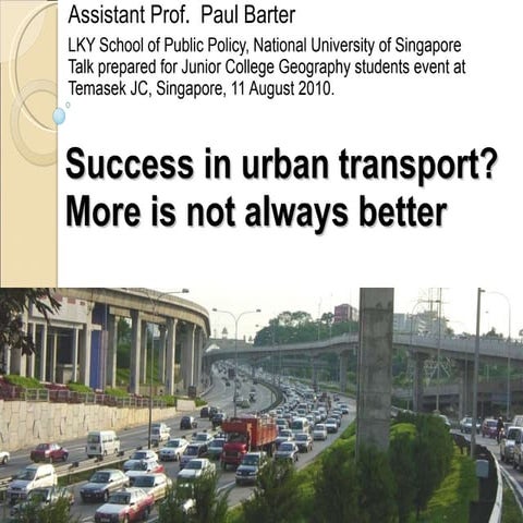 Barter on What is Success in Urban Transport?