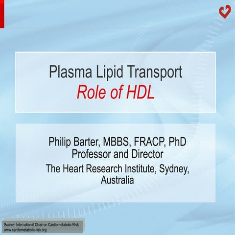 Plasma lipid transport - Role of HDL 