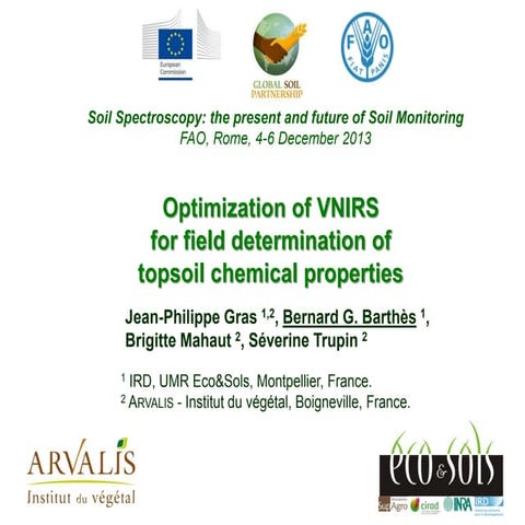 Optimization of VNIRS for field determination oftopsoil chemical properties J...