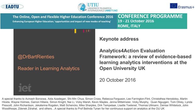 Keynote presentation OOFHEC2016: Bart Rienties