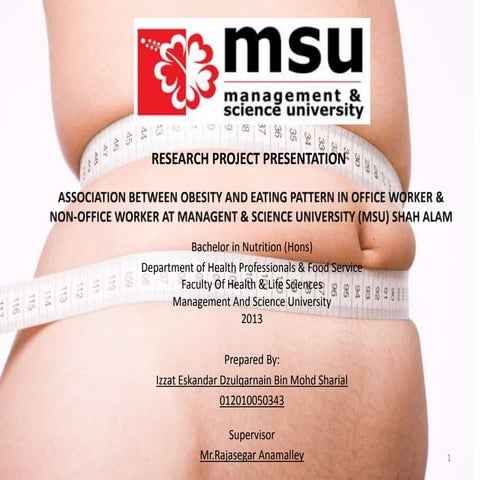 ASSOCIATION BETWEEN OBESITY AND EATING PATTERN Slides