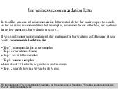 bar manager recommendation letter bar recommendation letter