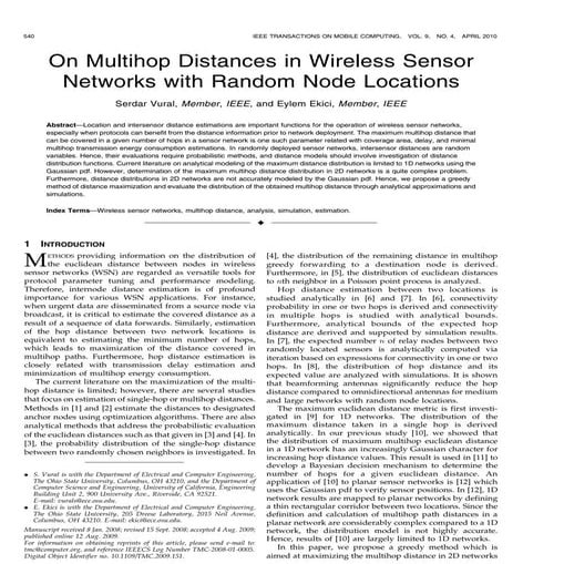 On Multihop Distances in Wireless Sensor Networks with Random Node Locations