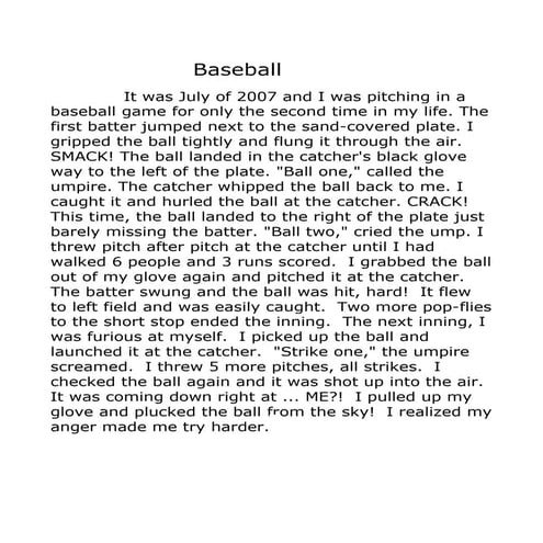 Story the baseball game | DOCX