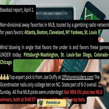 MLB Betting Report For April 1 For Sharp Bettors And Pro Gamblers