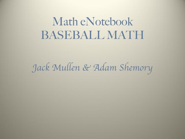 Baseball eNotebook