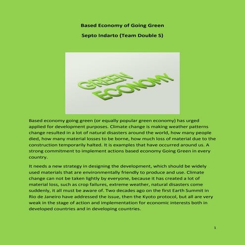 Based economy of going green