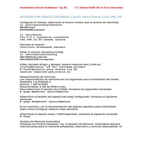 Instalación de Oracle Database 11g R2 sobre Oracle Linux X86_64