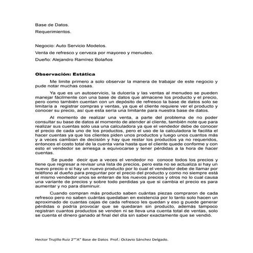 Base de datos autoservico