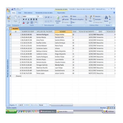 Base de datos consulta 