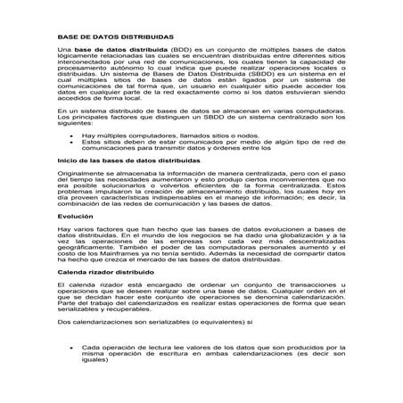 Base de datos distribuidas