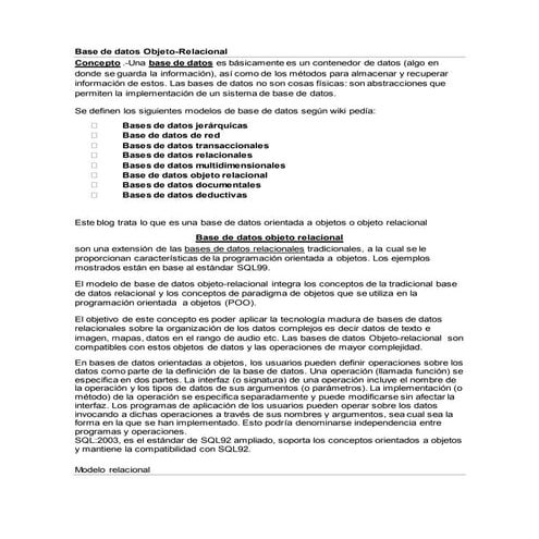 Base de datos objeto