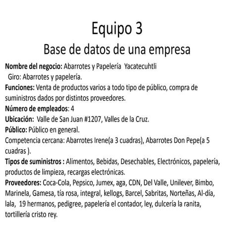 Base de datos tienda de abarrotes | PPTX
