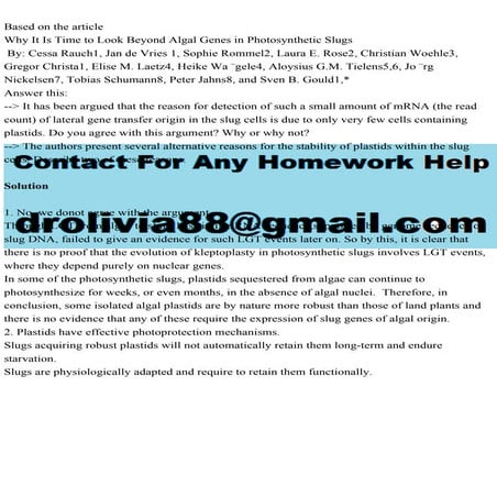 Based on the articleWhy It Is Time to Look Beyond Algal Genes in P.pdf