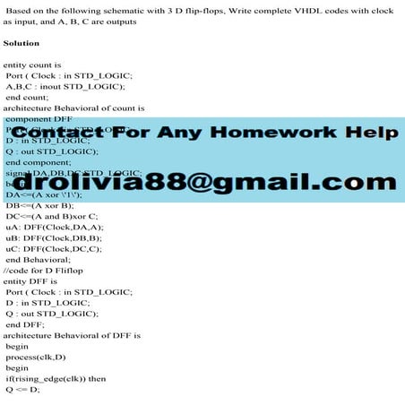 Based on the following schematic with 3 D flip-flops, Write complete .pdf
