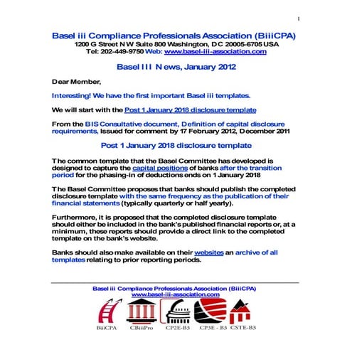 Basel 3 January 2012