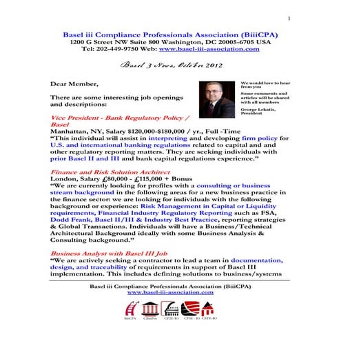 Basel III News, October 2012