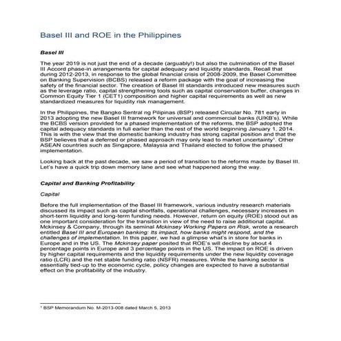 Basel III and ROE in the Philippines