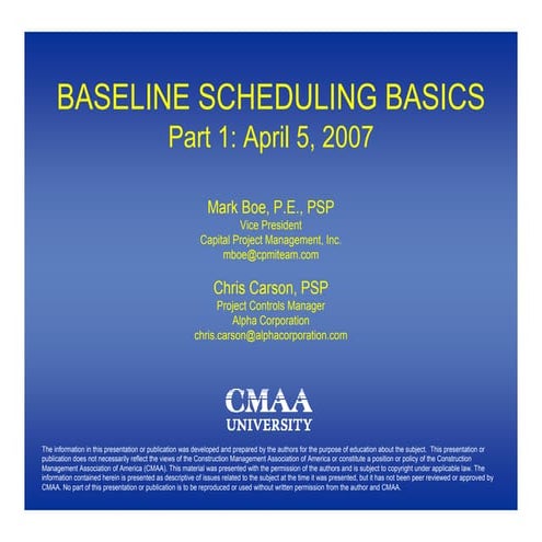 Baseline Schedules 1