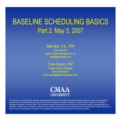 Baseline Schedules 2