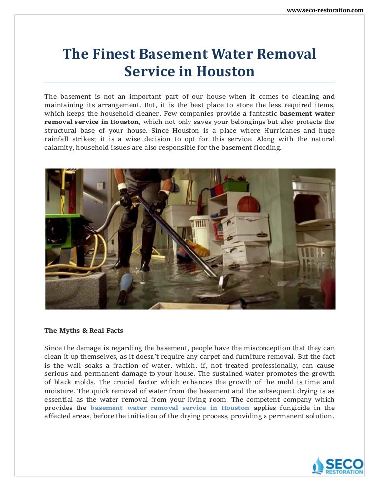 Basement water removal service in houston seco restoration