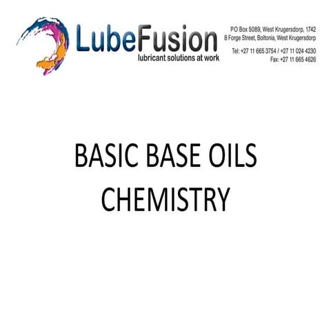 Base oil chemistry