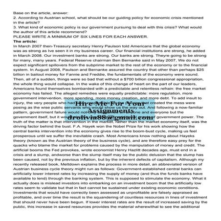 Base on the article answer  2 According to Austrian schoo.pdf