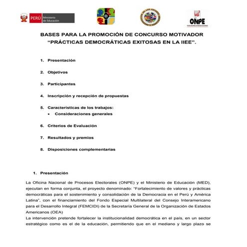 Bases Concurso Practica Democratica En I.E.