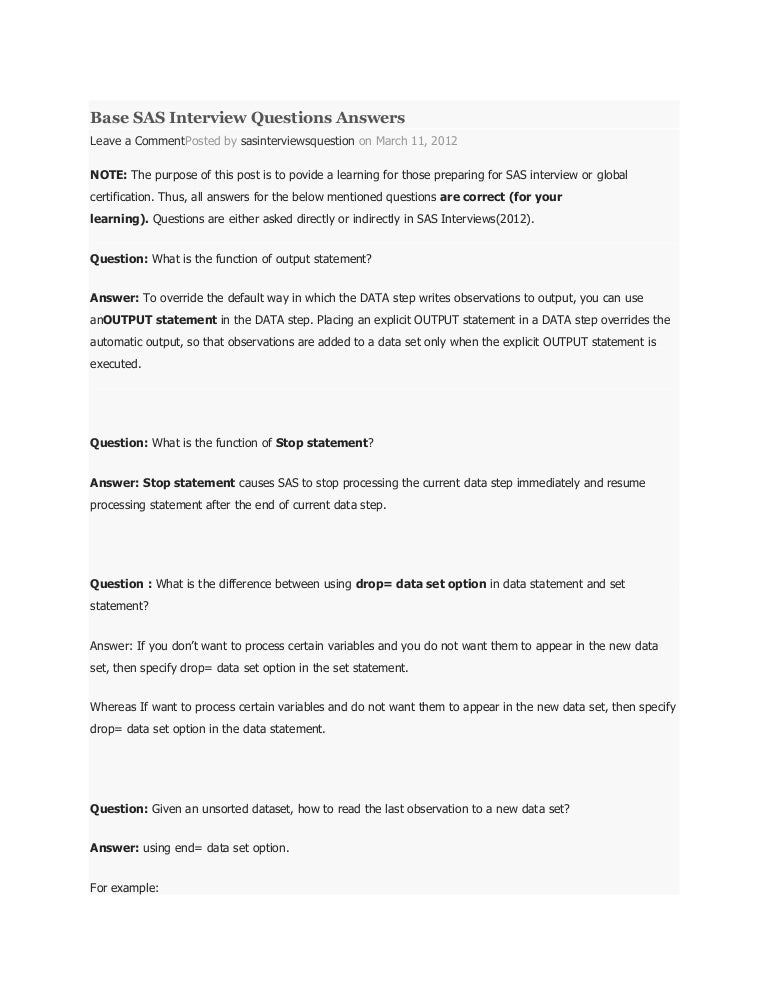 sas interview questions