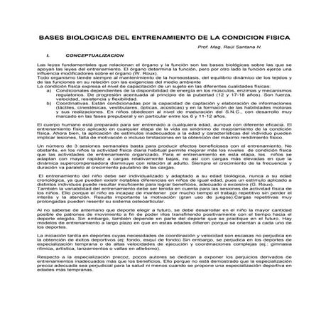 Bases Biologicas Del Entrenamiento De La Condicion Fisica