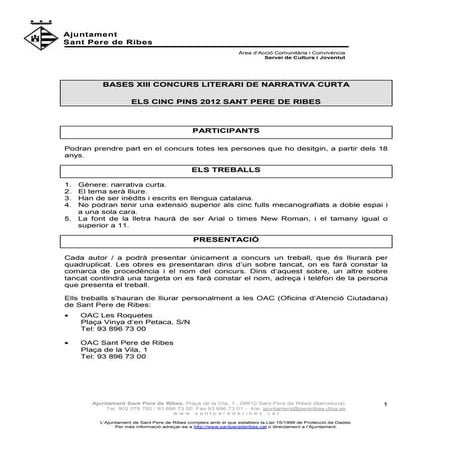 Bases concurs literari cinc pins 2012