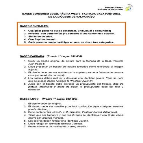 Bases concurso logo, fachada, pagina web