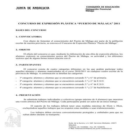 Bases concurso puerto de málaga 2011