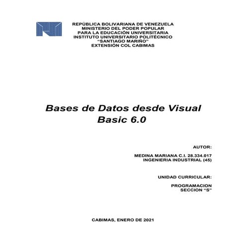 Bases de Datos desde Visual Basic 6.0 - Juan Gordillo | PDF