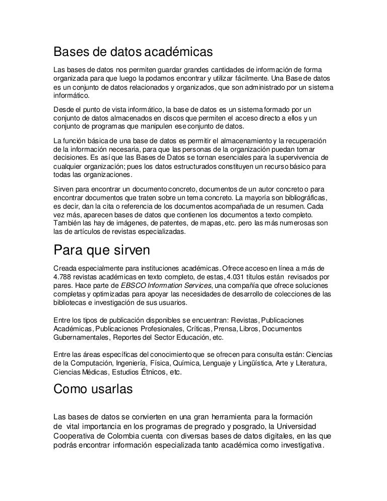 Bases de datos académicas