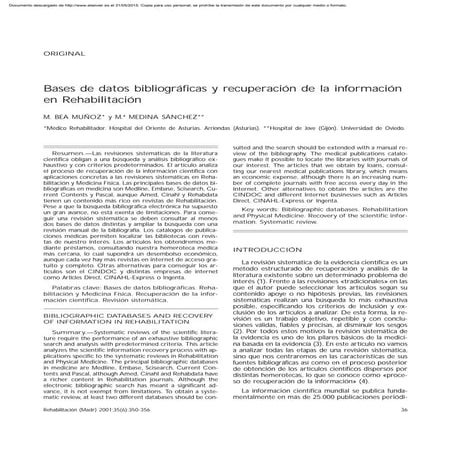 Bases de datos bibliográficas y recuperación de la información