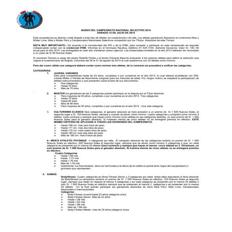Bases definitivas Selectivo 2014