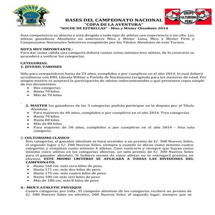 BASES DEL CAMPEONATO NACIONAL MISS Y MISTER CHIMBOTE 2014